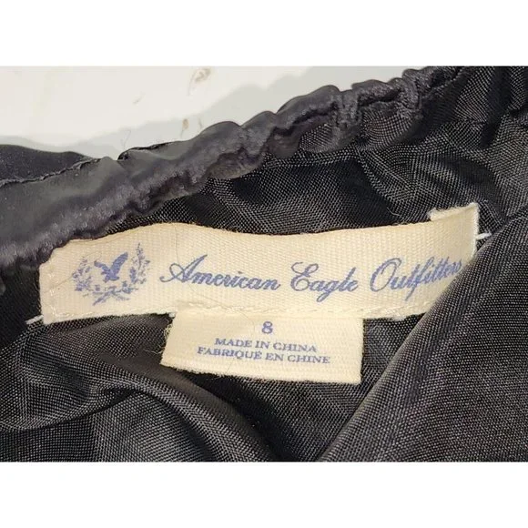 American Eagle Outfitters Womens Dress Mini Ruffle Black Strapless Size 8 - Picture 8 of 8